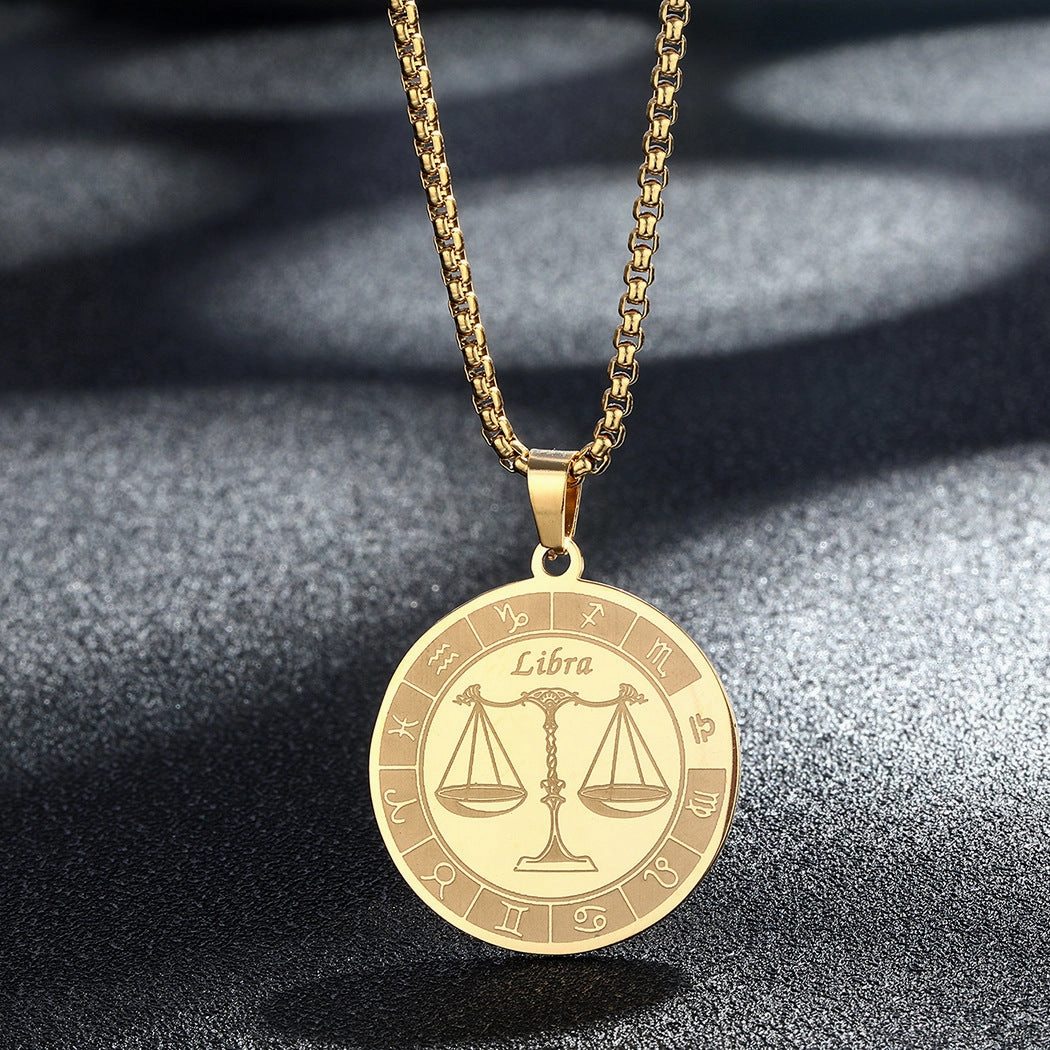 Wholesale Stainless Steel 12 Constellation Pendant Necklace