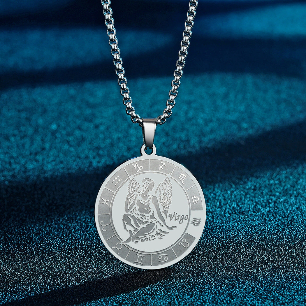 Wholesale Stainless Steel 12 Constellation Pendant Necklace