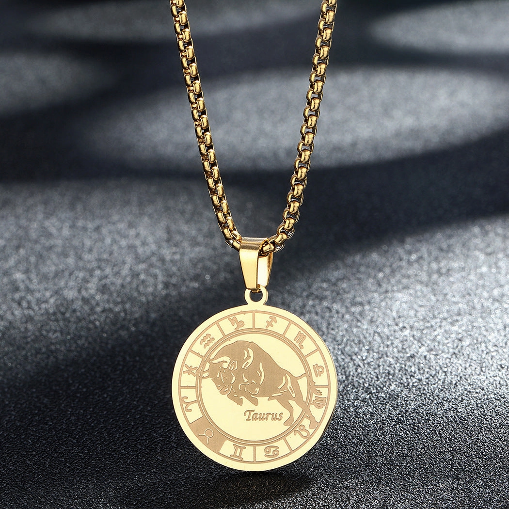 Wholesale Stainless Steel 12 Constellation Pendant Necklace