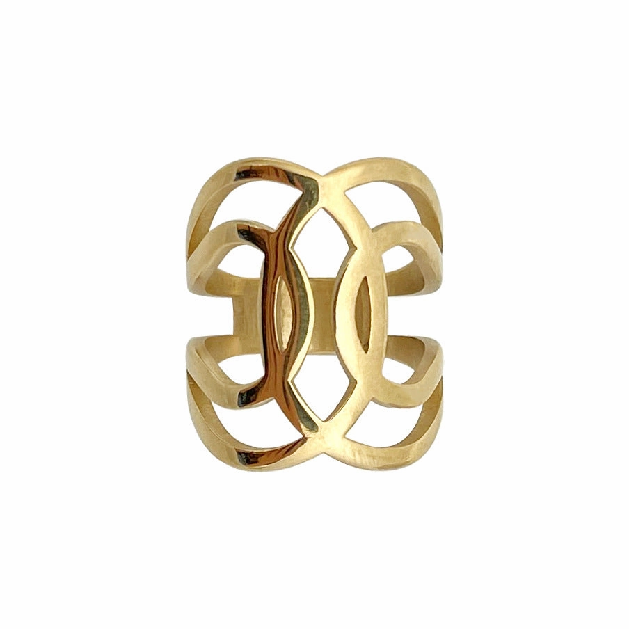 Wholesale Stainless Steel 14K Geometric Ring Gold Plating
