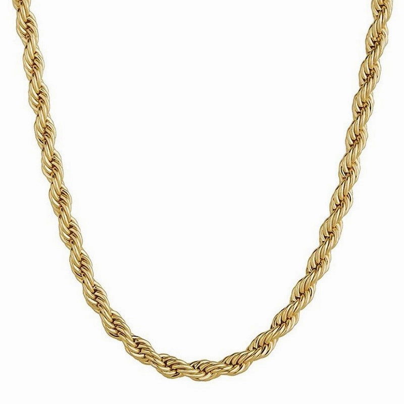 Wholesale Stainless Steel 18k Gold Hip-hop Fashion Twist Chain No Fading Titanium Steel Necklaces