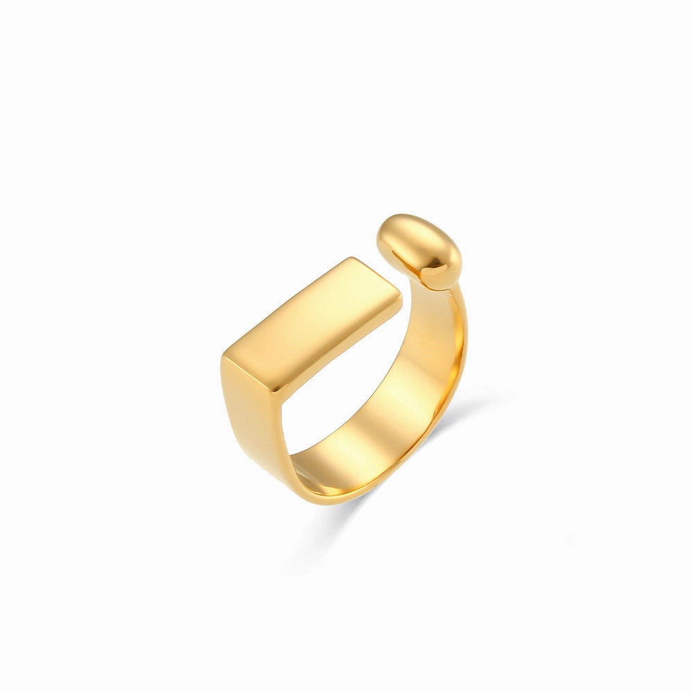 Wholesale Stainless Steel 18K Gold Plated Geometric Strip Open Ring