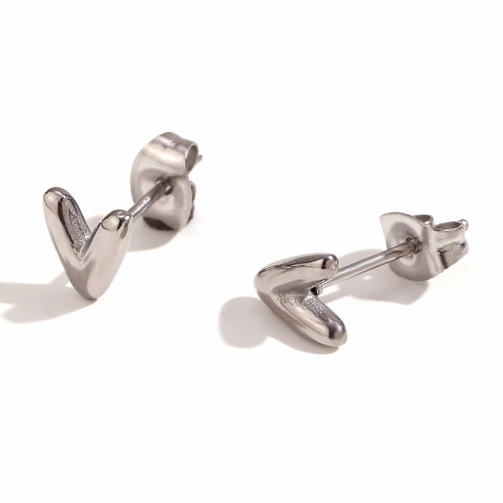 Wholesale Stainless Steel 18K Gold Plated Mini Bubble Letter Earrings