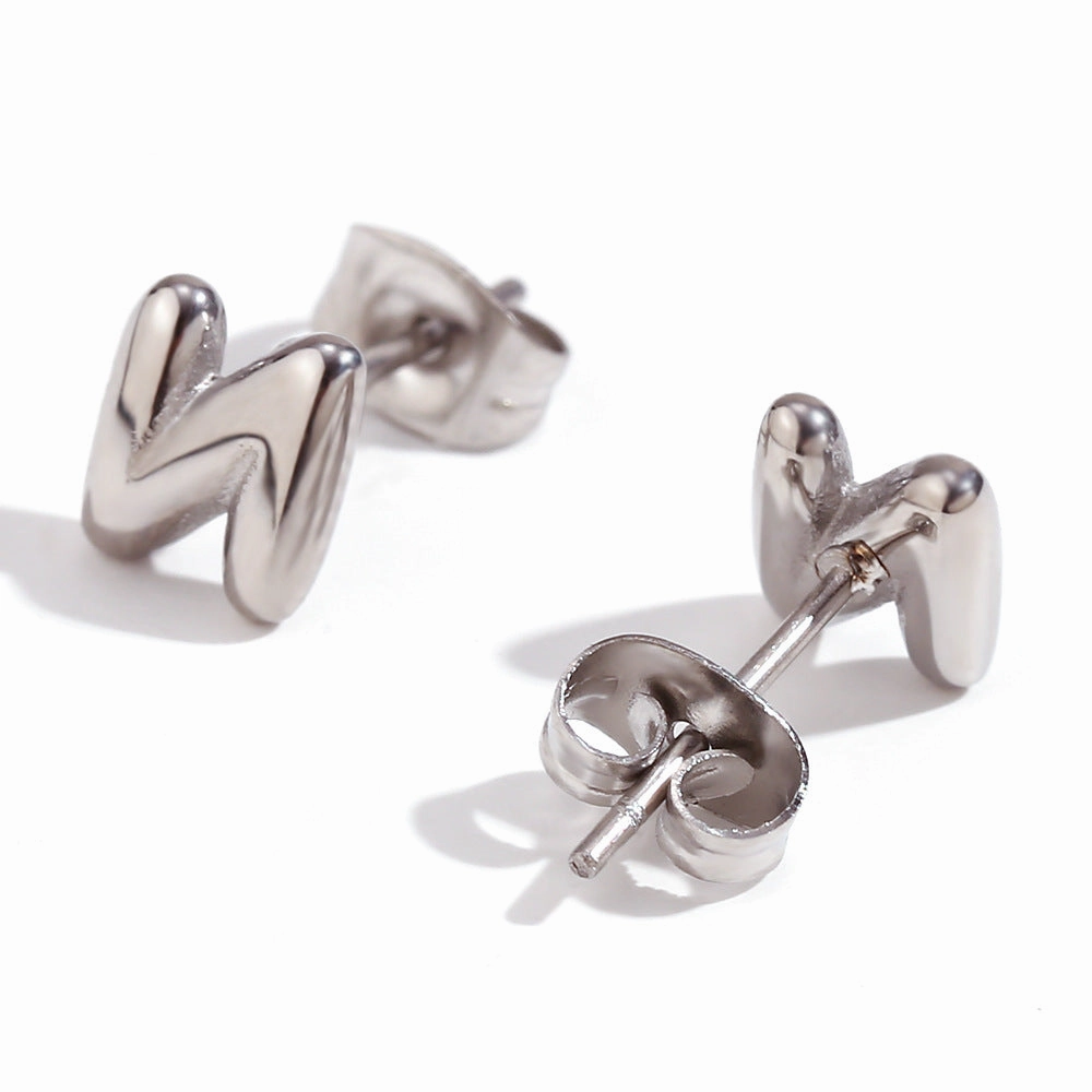 Wholesale Stainless Steel 18K Gold Plated Mini Bubble Letter Earrings