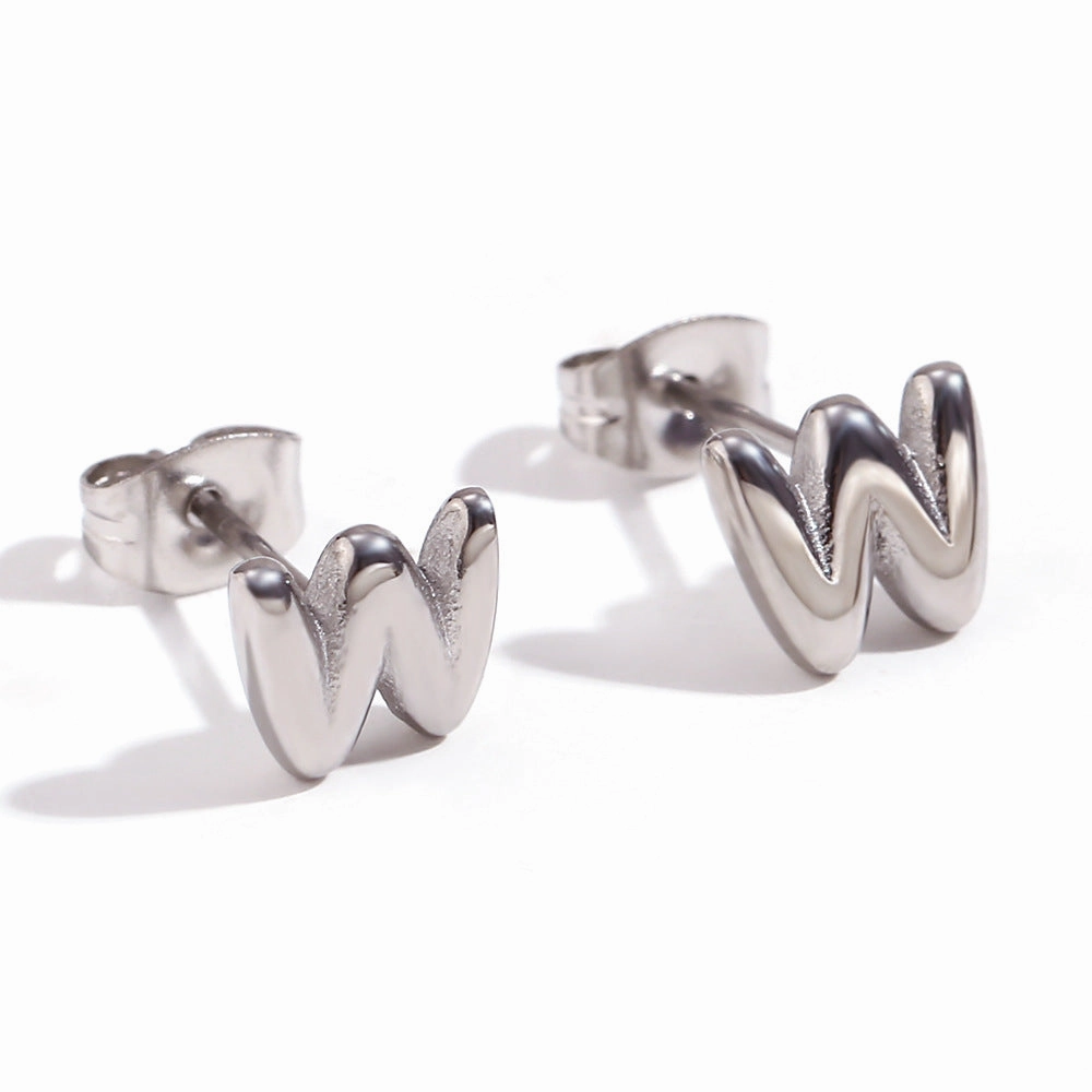 Wholesale Stainless Steel 18K Gold Plated Mini Bubble Letter Earrings