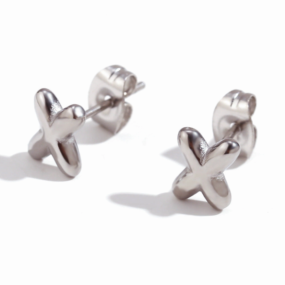 Wholesale Stainless Steel 18K Gold Plated Mini Bubble Letter Earrings