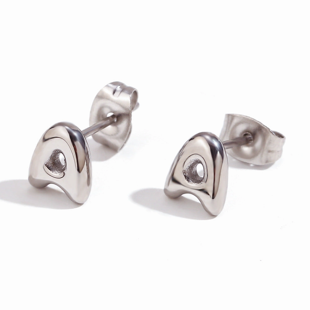Wholesale Stainless Steel 18K Gold Plated Mini Bubble Letter Earrings