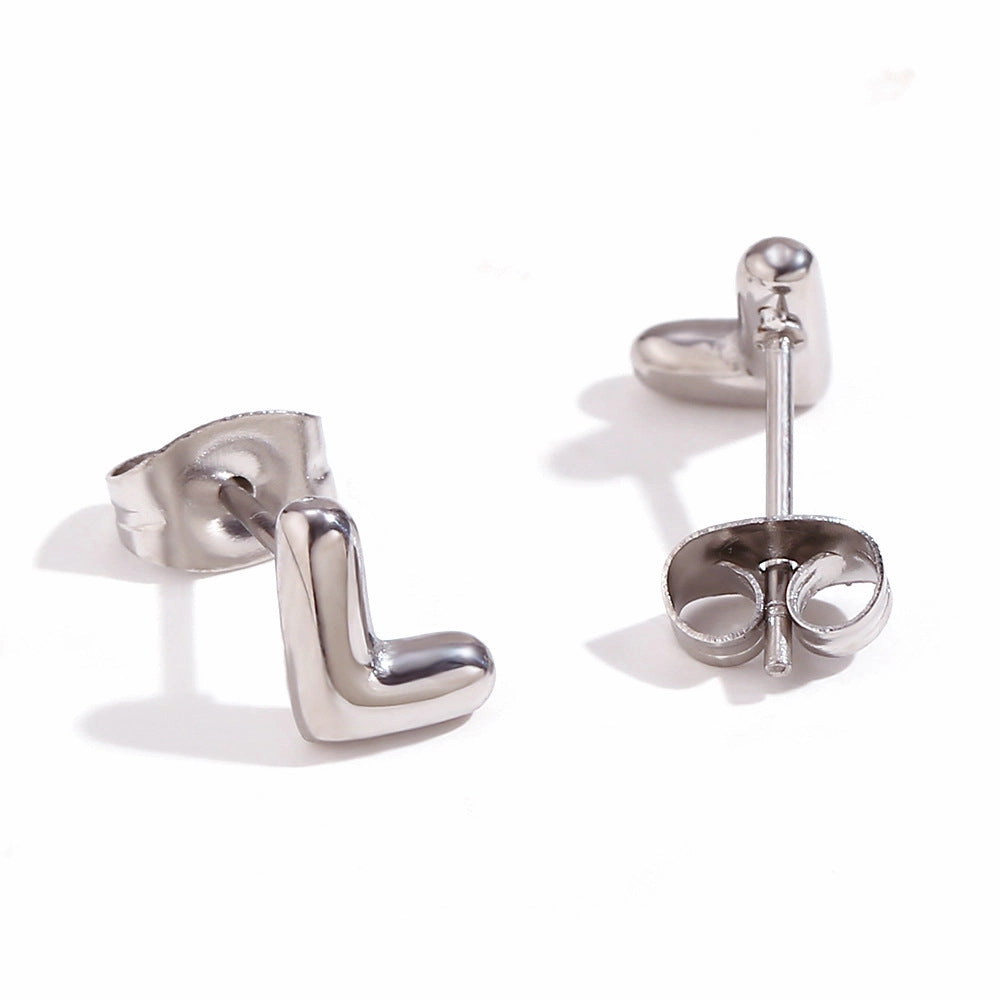 Wholesale Stainless Steel 18K Gold Plated Mini Bubble Letter Earrings