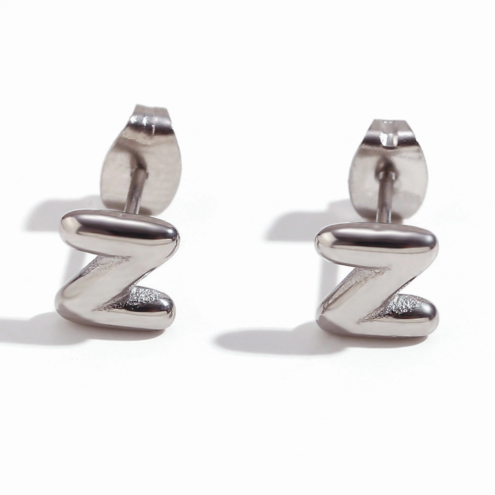 Wholesale Stainless Steel 18K Gold Plated Mini Bubble Letter Earrings