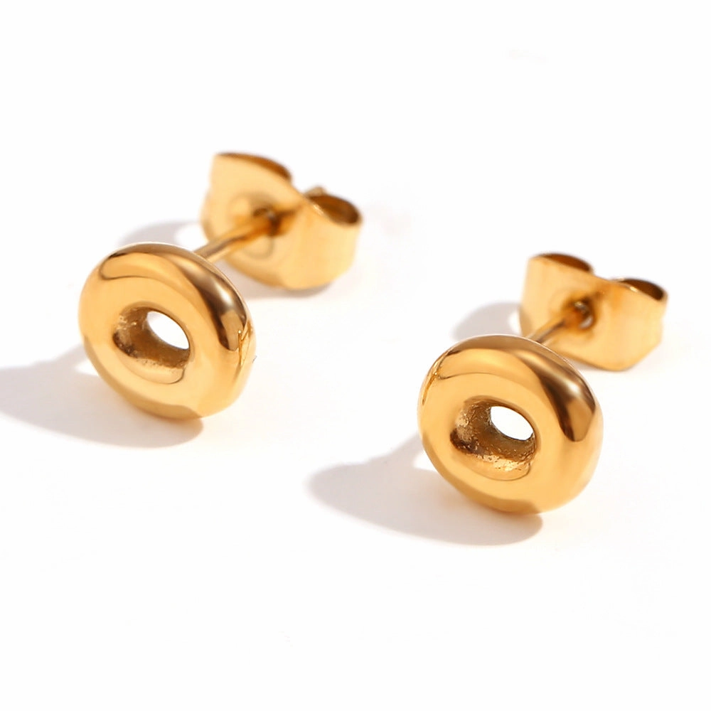 Wholesale Stainless Steel 18K Gold Plated Mini Bubble Letter Earrings