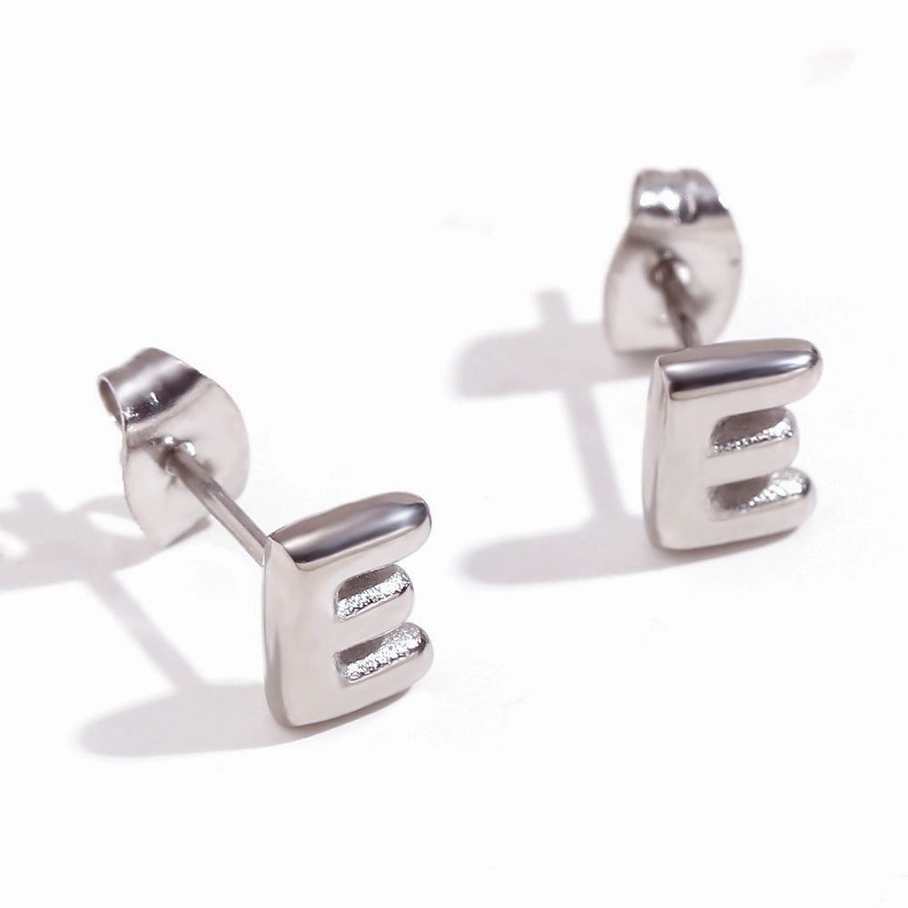 Wholesale Stainless Steel 18K Gold Plated Mini Bubble Letter Earrings