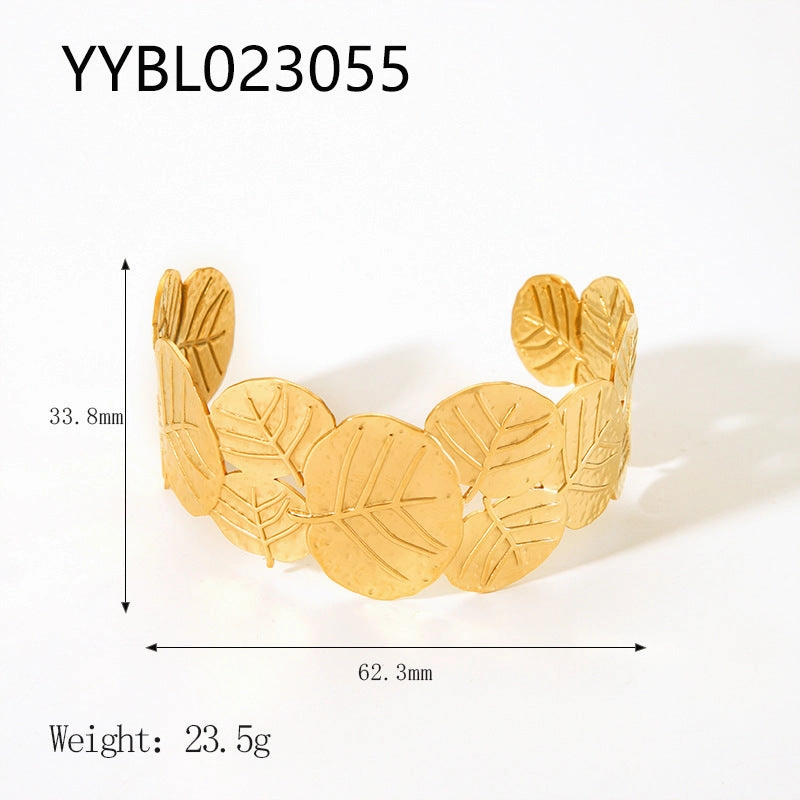 Wholesale Stainless Steel 18K Gold Plated Non-fading Open Vintage Titanium Steel Bracelet