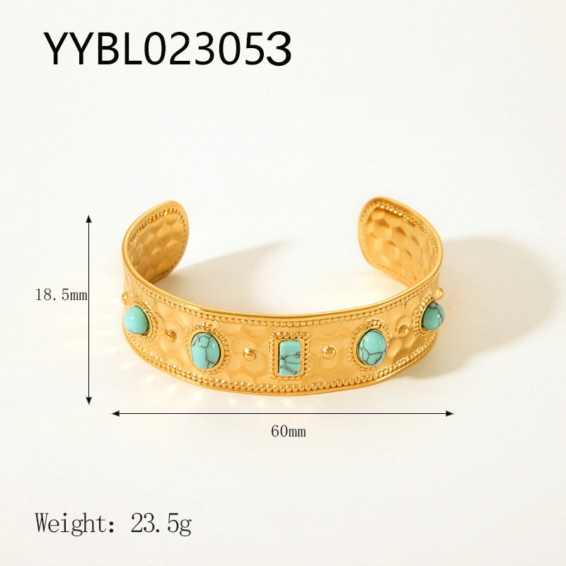 Wholesale Stainless Steel 18K Gold Plated Non-fading Open Vintage Titanium Steel Bracelet