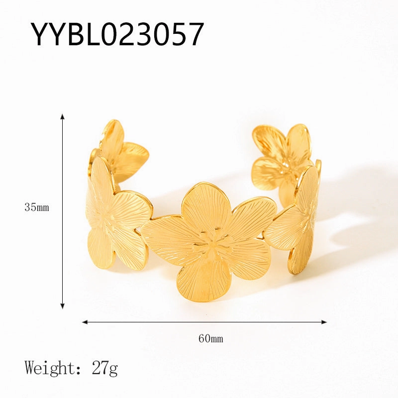 Wholesale Stainless Steel 18K Gold Plated Non-fading Open Vintage Titanium Steel Bracelet