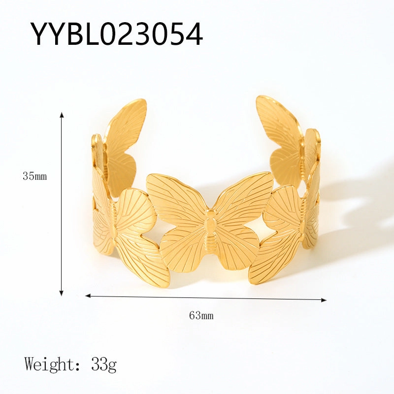 Wholesale Stainless Steel 18K Gold Plated Non-fading Open Vintage Titanium Steel Bracelet