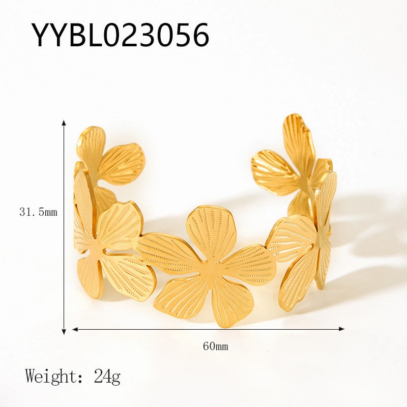 Wholesale Stainless Steel 18K Gold Plated Non-fading Open Vintage Titanium Steel Bracelet