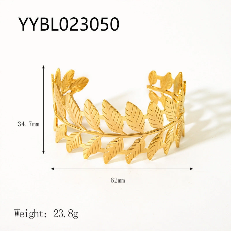 Wholesale Stainless Steel 18K Gold Plated Non-fading Open Vintage Titanium Steel Bracelet