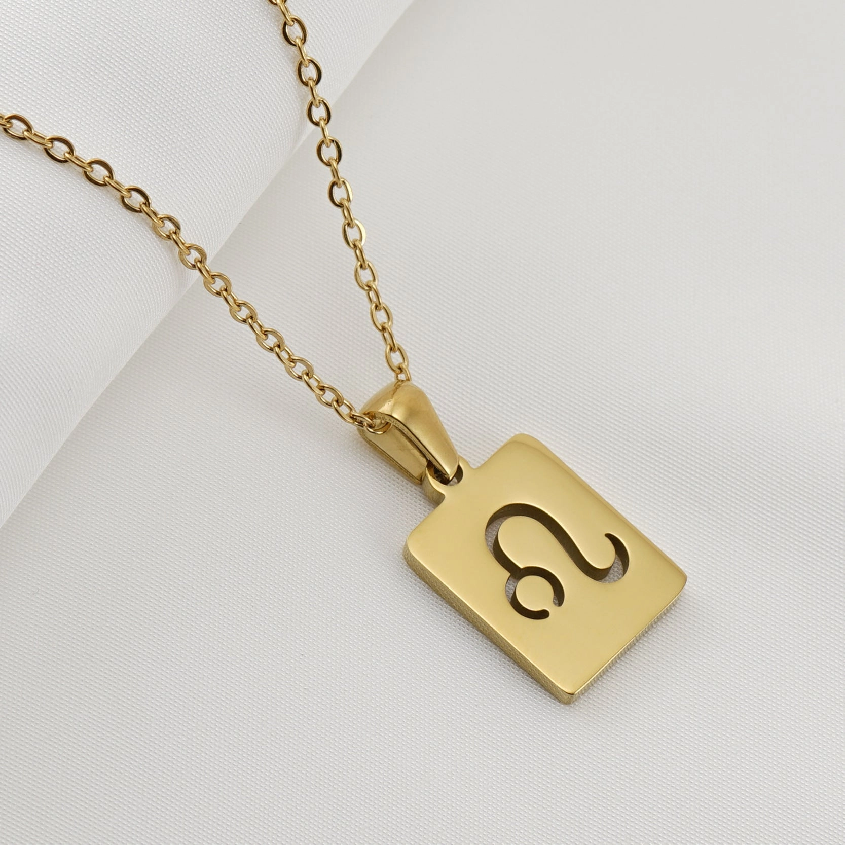 Wholesale Stainless Steel 18K Gold Square Hollow Twelve Constellation Pendants Necklaces