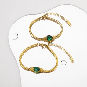 Wholesale Stainless Steel 18K Light Luxury Zircon Retro Bracelet