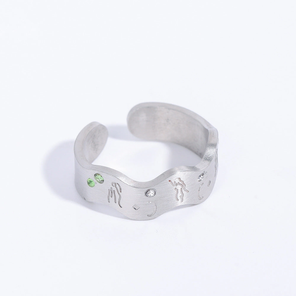Wholesale Stainless Steel 18K Real Gold Goddess of Wisdom Ring