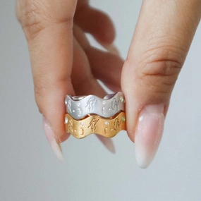 Wholesale Stainless Steel 18K Real Gold Goddess of Wisdom Ring