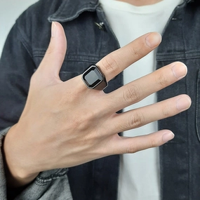 Wholesale Stainless Steel Black Onyx Rings
