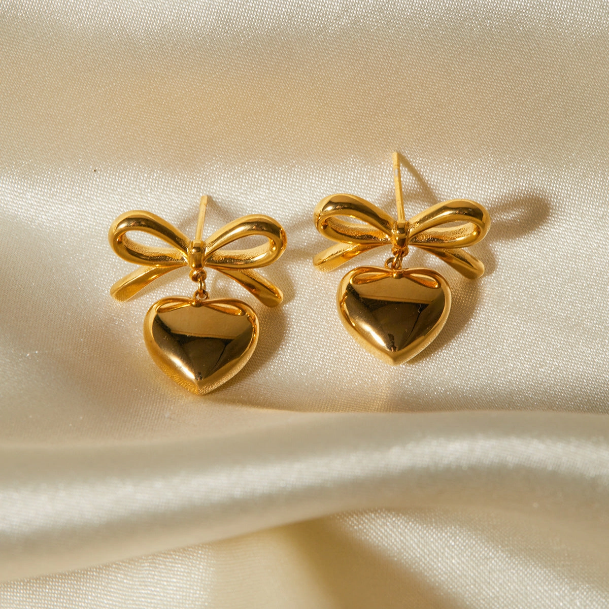 Wholesale Stainless Steel Bow Love Pendant Earrings