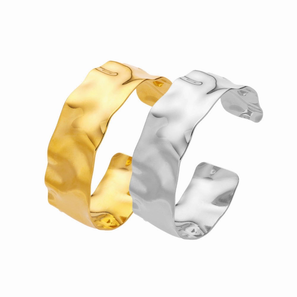 Wholesale stainless steel bracelet C-shaped retro gold open bracelet