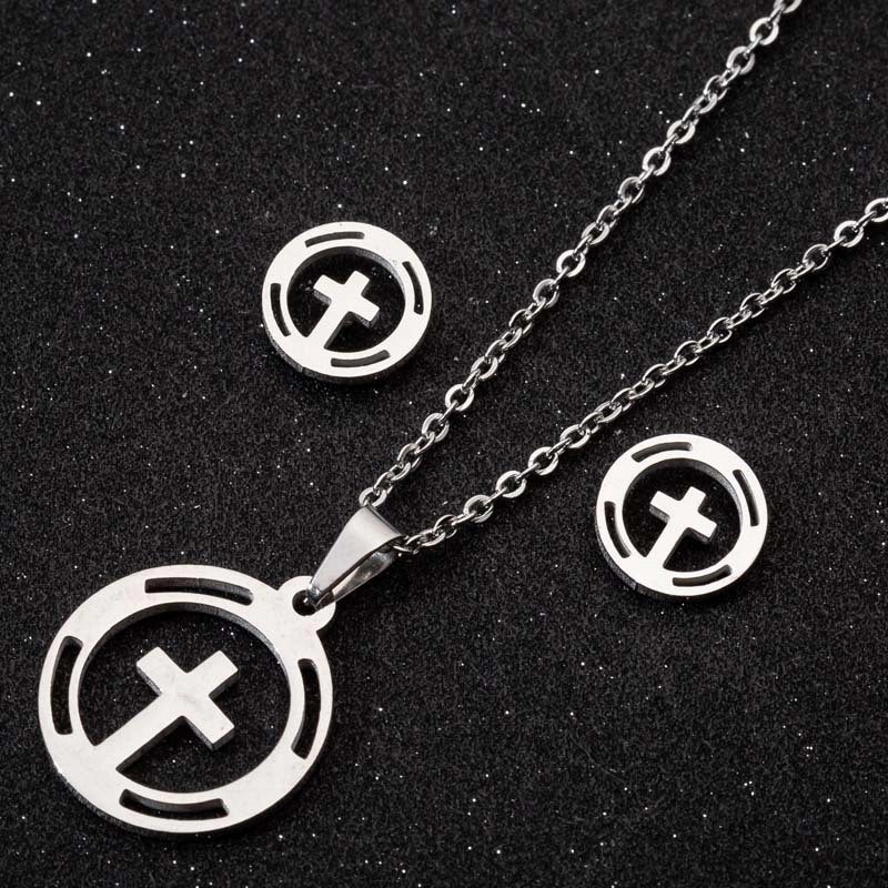 Wholesale Stainless Steel Coconut Hollow Pineapple Thousand Paper Crane Necklace Set