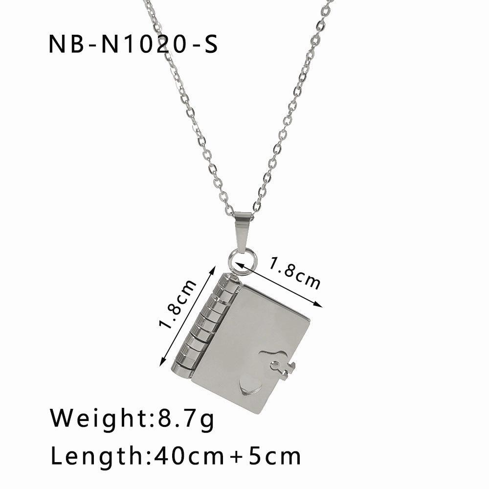 Wholesale Stainless Steel Couple Heart Book Necklaces