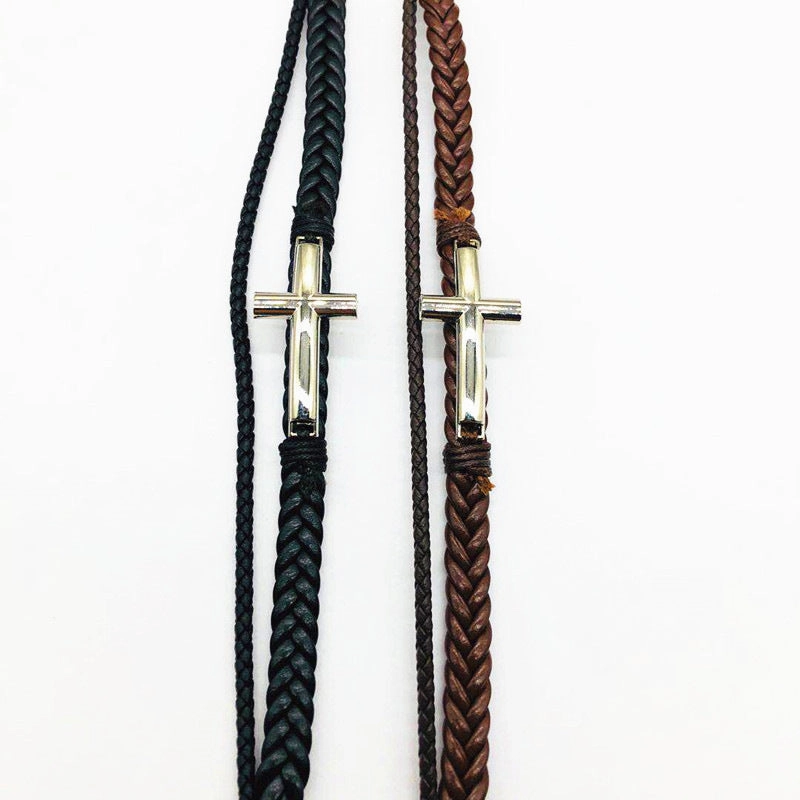 Wholesale Stainless Steel Cross Genuine Leather Bracelets
