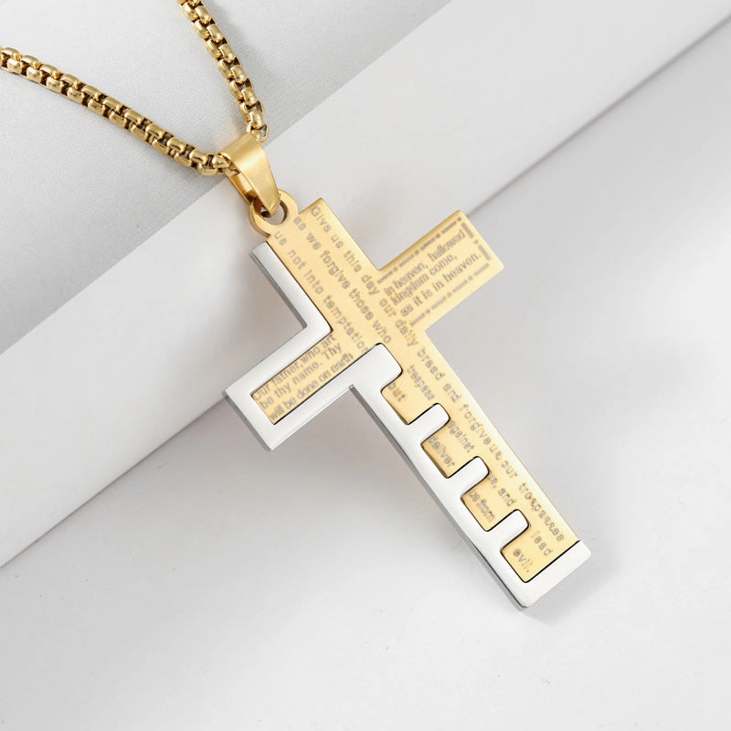 Wholesale Stainless Steel Cross Hip-hop Personality Fashion Snake Bone Chain Titanium Steel Necklaces