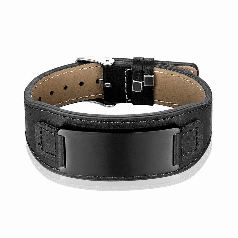 Wholesale Stainless Steel Curved Medical Leather Bracelets with Adjustable Watch Strap DIY Bracelets
