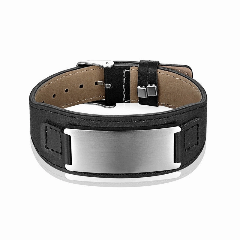 Wholesale Stainless Steel Curved Medical Leather Bracelets with Adjustable Watch Strap DIY Bracelets