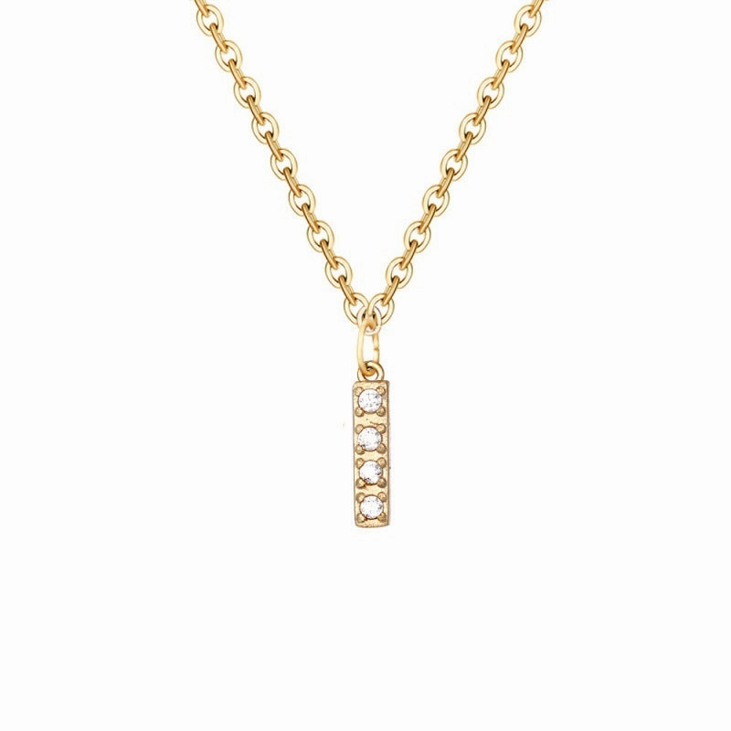 Wholesale Stainless Steel Diamond Alphabet Pendant 14K Gold Plated Necklaces