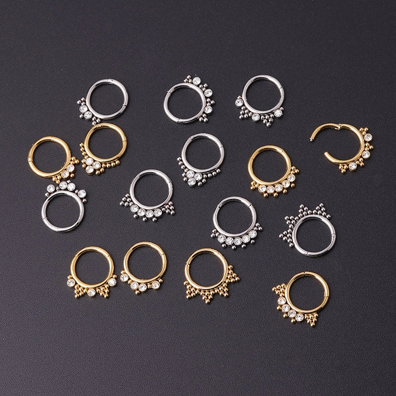 Wholesale stainless steel diamond ear nose puncture nose ring body puncture jewelry Daith ring