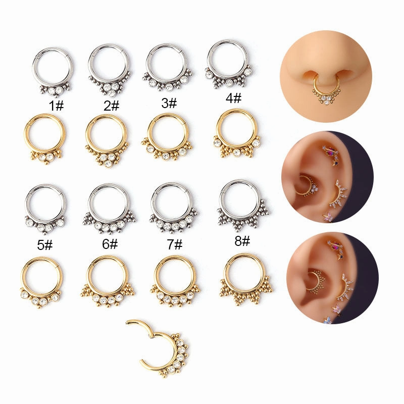 Wholesale stainless steel diamond ear nose puncture nose ring body puncture jewelry Daith ring