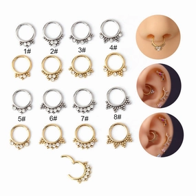 Wholesale stainless steel diamond ear nose puncture nose ring body puncture jewelry Daith ring
