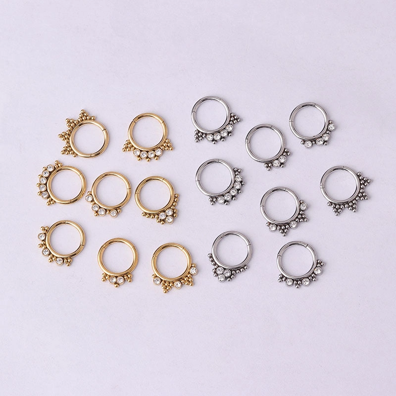 Wholesale stainless steel diamond ear nose puncture nose ring body puncture jewelry Daith ring