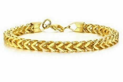 Wholesale Stainless Steel Double Row Men's Punk Braided Bracelet