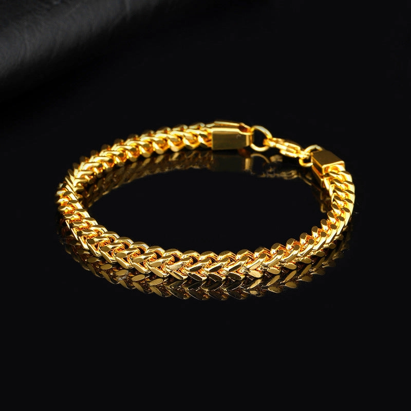 Wholesale Stainless Steel Double Row Men's Punk Braided Bracelet