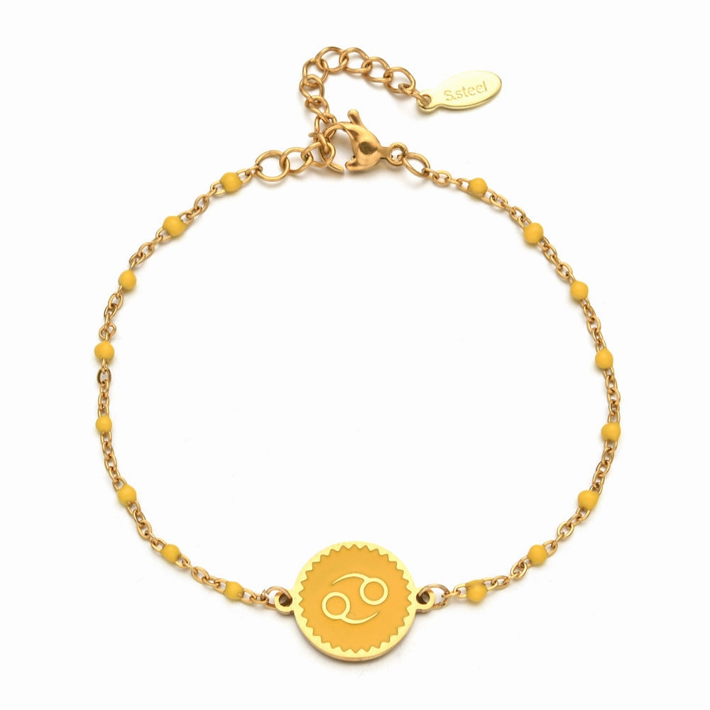 Wholesale Stainless Steel Drip Oil 12 Constellation Pattern Bracelet