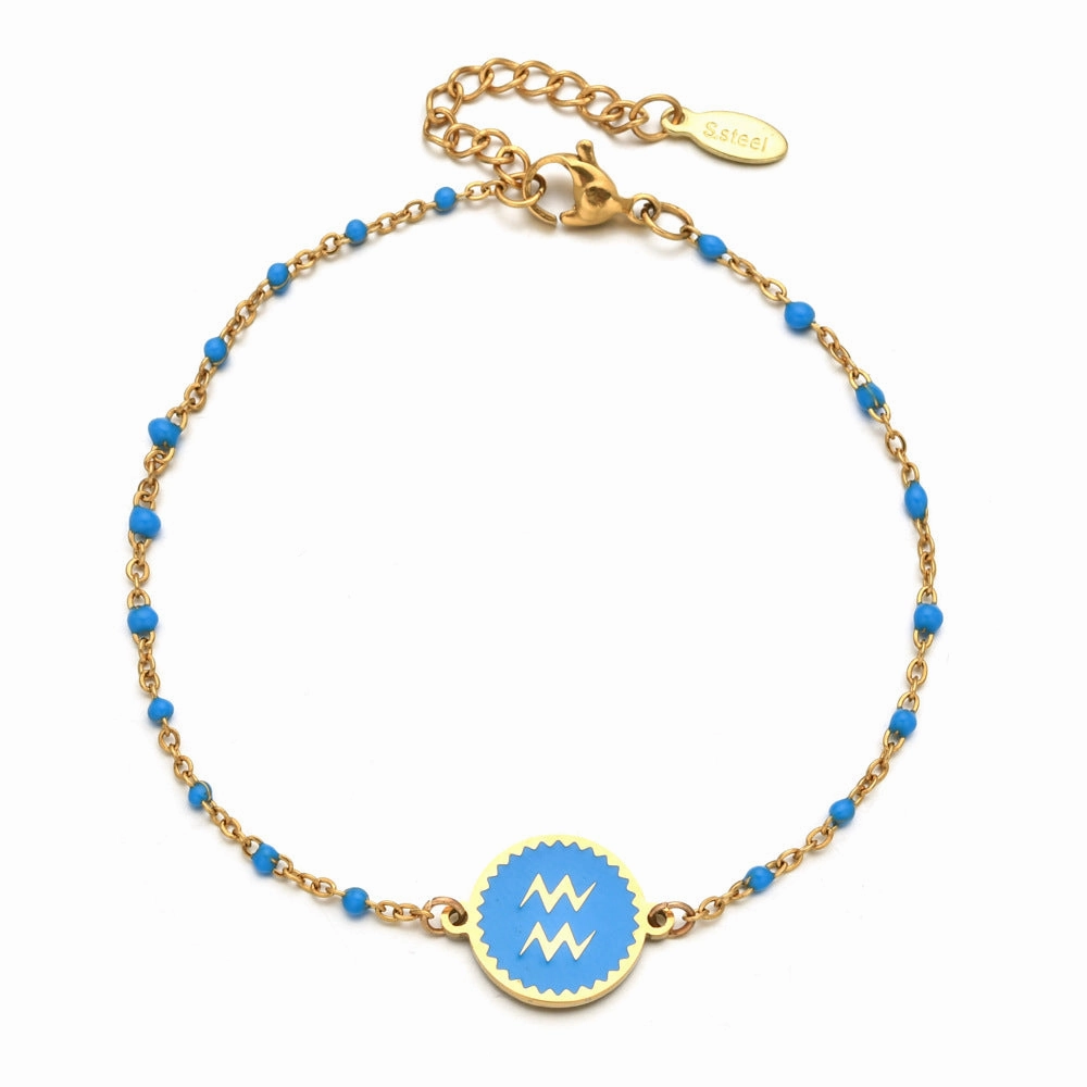 Wholesale Stainless Steel Drip Oil 12 Constellation Pattern Bracelet