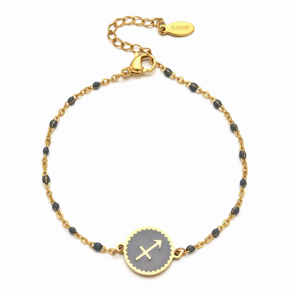 Wholesale Stainless Steel Drip Oil 12 Constellation Pattern Bracelet