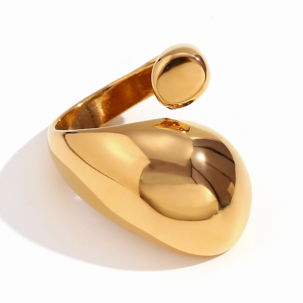 Wholesale Stainless Steel Droplet Shaped Open Ring
