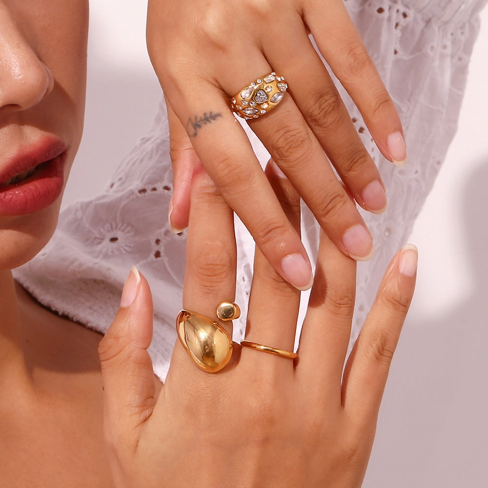 Wholesale Stainless Steel Droplet Shaped Open Ring