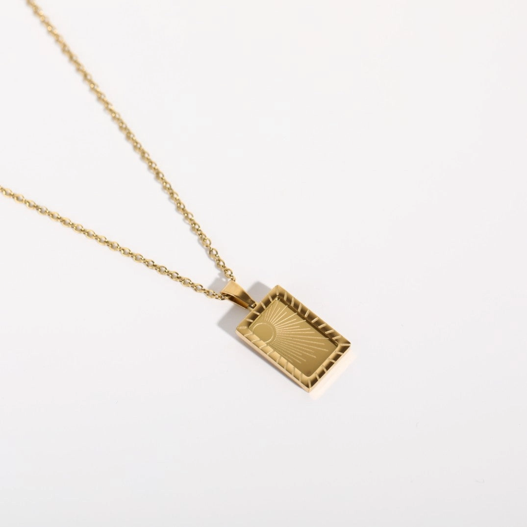 Wholesale Stainless Steel Electroplated 18K Gold Moon Zircon Necklace