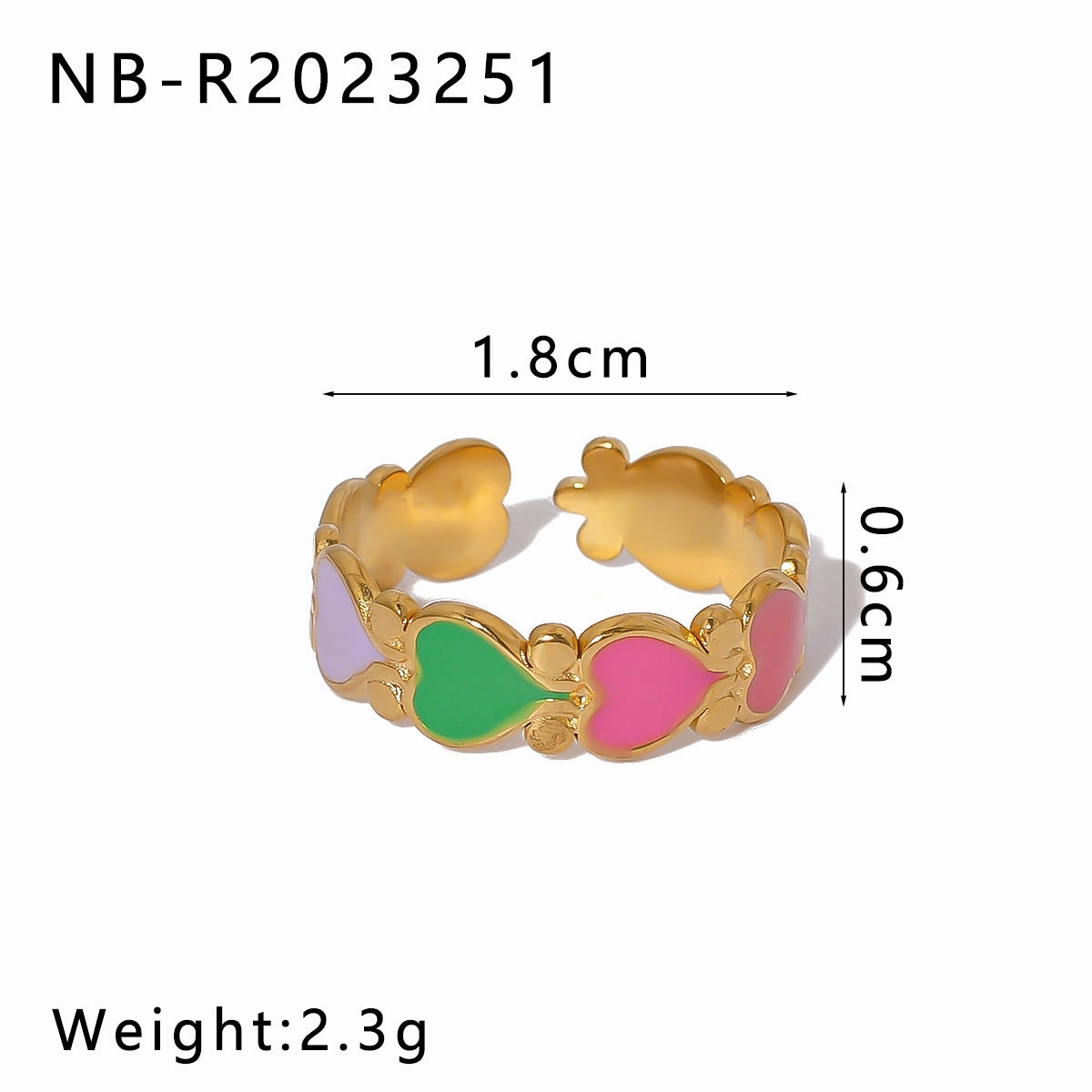 Wholesale Stainless Steel Enamel Oil Drip Colorful Flower Love Adjustable Titanium Steel Bohemian Style Open Rings