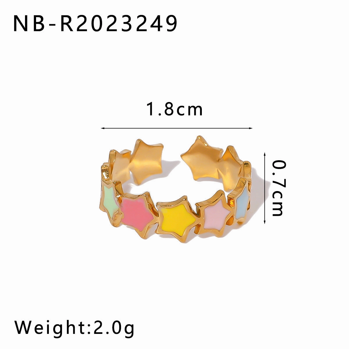 Wholesale Stainless Steel Enamel Oil Drip Colorful Flower Love Adjustable Titanium Steel Bohemian Style Open Rings