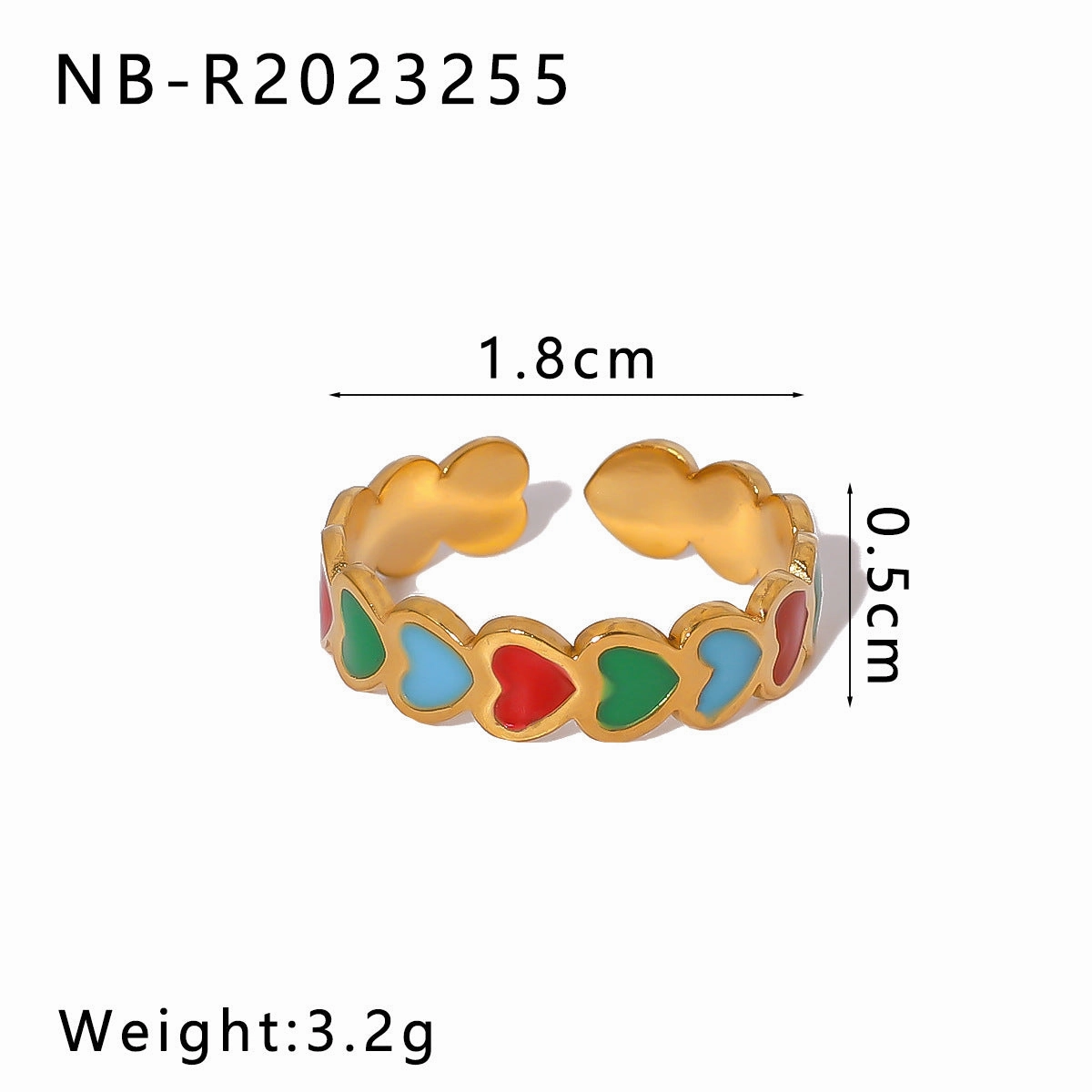 Wholesale Stainless Steel Enamel Oil Drip Colorful Flower Love Adjustable Titanium Steel Bohemian Style Open Rings